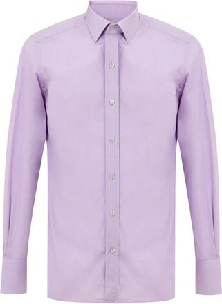 Tom Ford Overhemden, Heren, Paars, M, Katoen, Paarse Katoenen Klassieke Overhemd