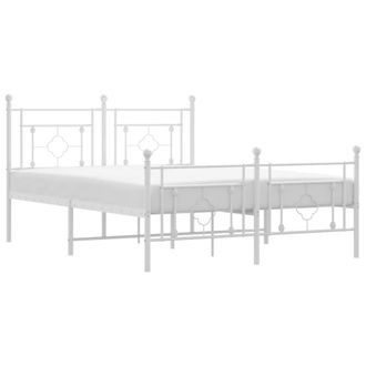 Berkfield Home Metal Bed Frame without Mattress with Footboard White 140x190cm | Size: 140x190 cm
