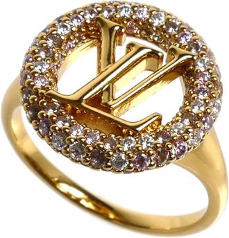 Louis Vuitton Gold Gold Plating Rhinestone Band Ring (Pre-Owned)