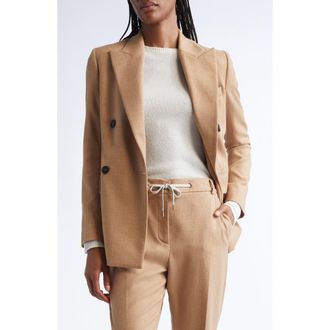 Eleventy Shimmer Virgin Wool Blend Blazer in 02 Sand at Nordstrom, Size 42