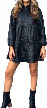 Calista Luna Faux Leather Long Sleeve Dress In Black