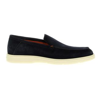 Santoni Schoenen, Heren, Blauw, 43 1/2 EU, Leer, Suede Loafer