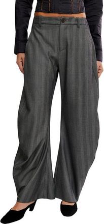 Free People Spotlight Pinstripe Barrel Leg Pants in Grey Combo at Nordstrom, Size 12