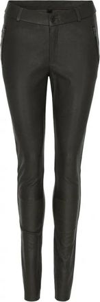 Notyz Donkergrijze Leren Leggings met Rits - Dames - Leren Broeken - Grijs - 2XL - Leer - Broeken