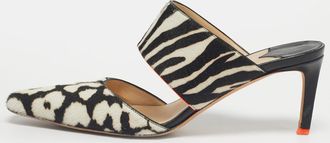 Jimmy Choo London White Calf Hair Mules