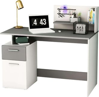 M&S Collection M&s - Escritorio Plat&oacute;n Multimedia Color Blanco Y Gris Oscuro 122 Cm