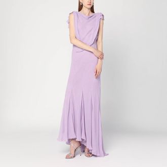 Alberta Ferretti Long dress with light purple ruffles