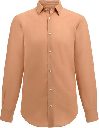 Boggi Milano long-sleeved shirt - men - Linen/Flax/TENCEL - S - Orange