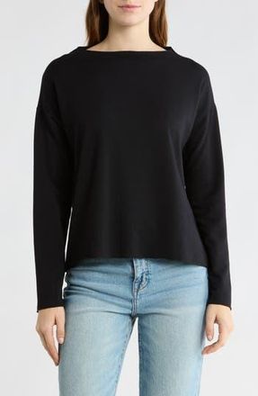 Go Couture Boat Neck Sweater in Black at Nordstrom Rack, Size X-Large