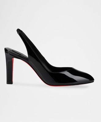 Christian Louboutin 85mm Fannylove Patent Leather Slingback Pumps