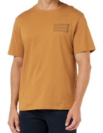 Timberland Mens Short Sleeve tee 2 tier3 T-Shirt, Wheat Boot, M