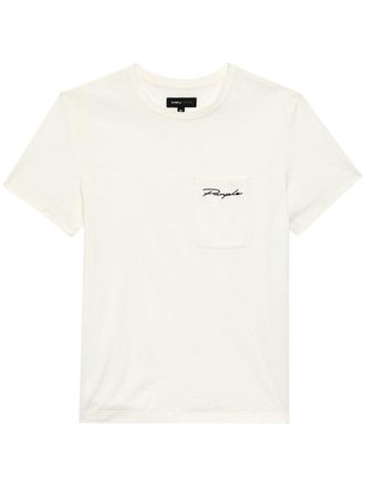 Purple Script Pocket White T-shirt - men - Cotton - M