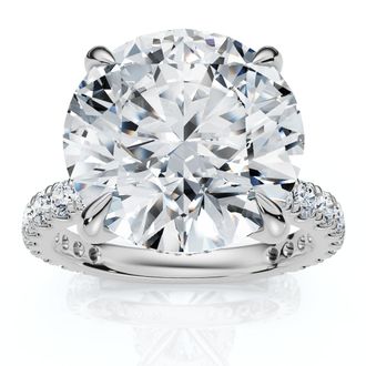 Pompeii3 Certified 7Ct Diamond Hidden Halo Engagement Side Halo Ring Lab Grown