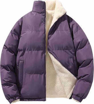 Generic Fleece Lined Puffer Jackets for Women Uk - Winter Warm Stand Collar, Padded Quilted Down Coats, Zip Up, Long Sleeve, Pockets, Windproof Outwear, Light