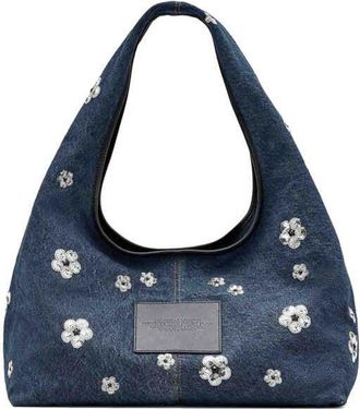 Marc Jacobs The Sequin Daisy Denim Sack Bag Blue > Shoulder