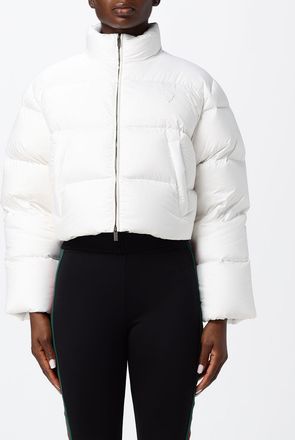 Gucci Piumino cropped in poliestere con collo alto e chiusura a zip