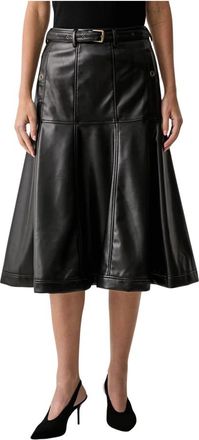 Silvian Heach Dampal Flared Skirt - Dames - Midirokken - Zwart - M - Leer - Rokken