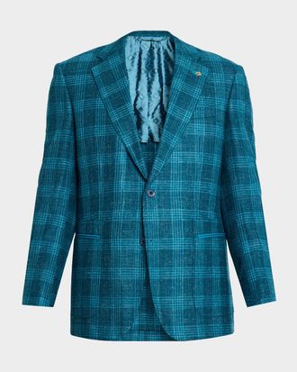 Stefano Ricci Mens Wool, Cashmere and Silk Plaid Single-Breasted Sport Coat