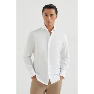Brunello Cucinelli Twill shirt in White at Nordstrom, Size Xxx-Large Eu