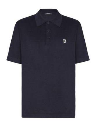 Balmain Navy Blue Logo Polos