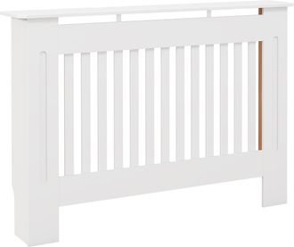 HOMCOM Cubre Radiador Cubierta De Radiador Para Radiador Con Dispositivo Antivuelco Dise&ntilde;o Moderno Mdf 112x19x81cm Blanco