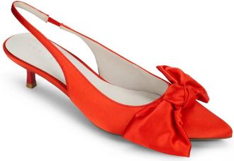 Yosi Samra Womens Elise Satin Slingback Sandals In Red