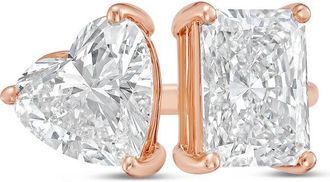 Diana M. Jewels 18kt rose gold 12ct Lab Grown Radiant & Heart Diamond Two-Stone Ring