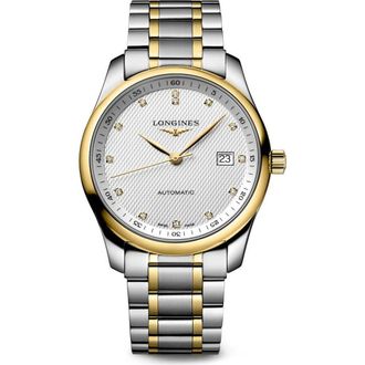 Longines Master Collection Diamond Automatic Bracelet Watch, 40mm in White at Nordstrom
