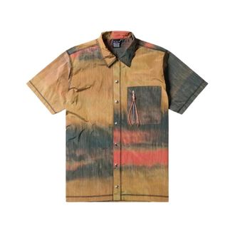 Aries Space-Dye Unisex Shirt met Vintage Stiksels - Heren - Korte mouwen Overhemden - Veelkleurig - XL - Nylon - Overhemden