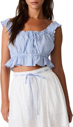 Steve Madden Brooklyn Top in Pale Blue Check at Nordstrom, Size X-Small