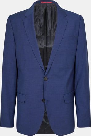 HUGO BOSS Hugo Mens Henry Solid Patterned Flap Pocket Suit Jacket in Navy - Size 46 (Chest)