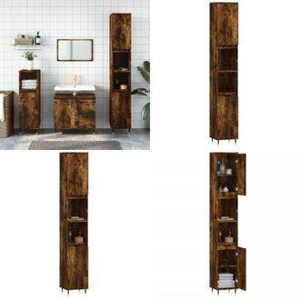 vidaXL Armadietto Bagno Rovere Fumo 30x30x190 cm in Legno Multistrato - Armadio da bagno - Armadio in legno