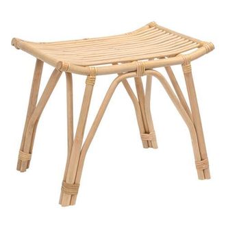 Jonathan Y Designs Gabriel Modern Bohemian Handcrafted Rattan/Teak Wood Curved Seat Accent Stool in Natural at Nordstrom
