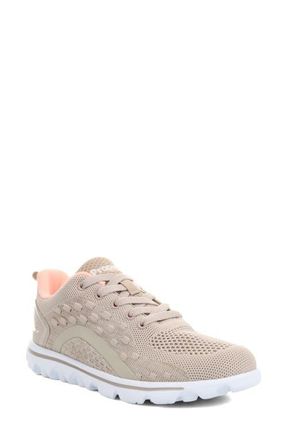 Propét TravelActiv Axial Lace-Up Sneaker in Taupe/Peach Fabric at Nordstrom, Size 5.5