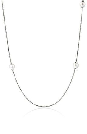 John Hardy JH Essentials Freshwater Pearl Station Necklace in Silver/pearl at Nordstrom, Size 36