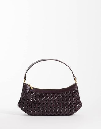 JW PEI Borsa da spalla in bamb&ugrave; sintetico bordeaux scuro-Rosso