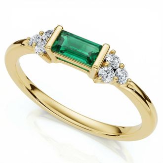 Pompeii3 1/3Ct Thin Emerald Diamond Stackable Wedding Ring 14k Gold Lab Grown
