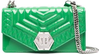 Philipp Plein hexagon-logo medium shoulder bag - women - Calf Leather/Sheepskin/Polyamide/Polyester/Polyurethane - OS - Green