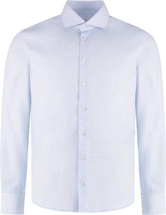 Bastoncino Bedrukt katoenen overhemd - Heren - Zakelijke Overhemden - Blauw - XL - Katoen - Overhemden