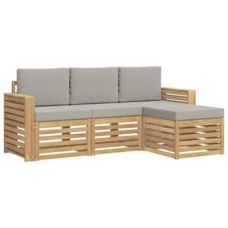 vidaXL Conjunto De Sof&aacute;s De Exterior 4 Uds. Blanco Y Gris Claro Vidaxl