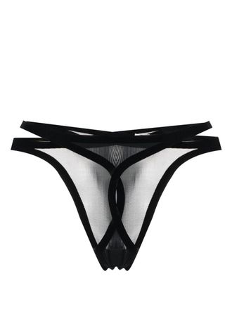 Wolford Tanga Flock Shaping x Mugler - Nero
