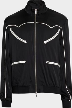 Monfrere Mens Walker Noir Zip-Pocket Bomber Jacket