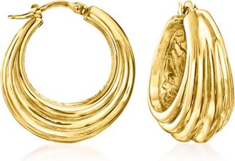 Ross-Simons Italian 14kt Yellow Gold Fluted Hoop Earrings