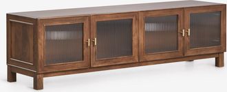 Sklum Mueble Tv 170x45 Cm En Madera De Mango Y Vidrio Ildara Sklum