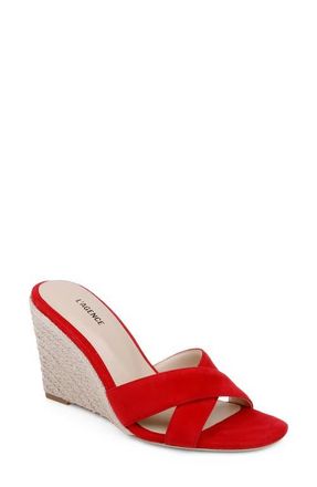 L'agence Rosaline Espadrille Wedge Slide Sandal in Red Suede at Nordstrom, Size 6.5