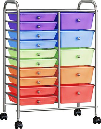 vidaXL Vidaxl - Carrito De Almacenaje Port&aacute;til Xxl 15 Cajones Pl&aacute;stico Multicolor