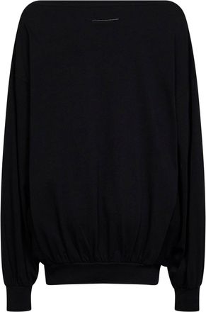 Maison Margiela Womens Top Off-The-Shoulder Jersey Black Cotton Knitwear Sweater