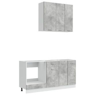 vidaXL Unidad De Cocina Lyon 5 Uds. Gris Hormig&oacute;n Madera De Ingenier&iacute;a Vidaxl