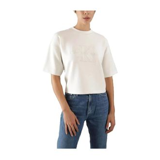 Calvin Klein Tops, Dames, Wit, S, Polyester, Premium Scuba T-shirt