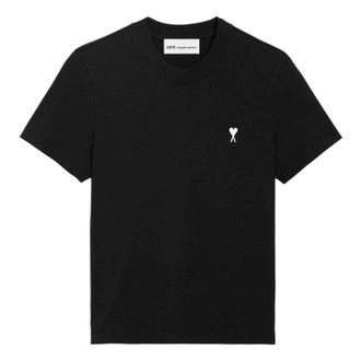 Ami (WMNS) AMI Ami de Heart Crop T-shirt Black White Cream FTS347-724-045
